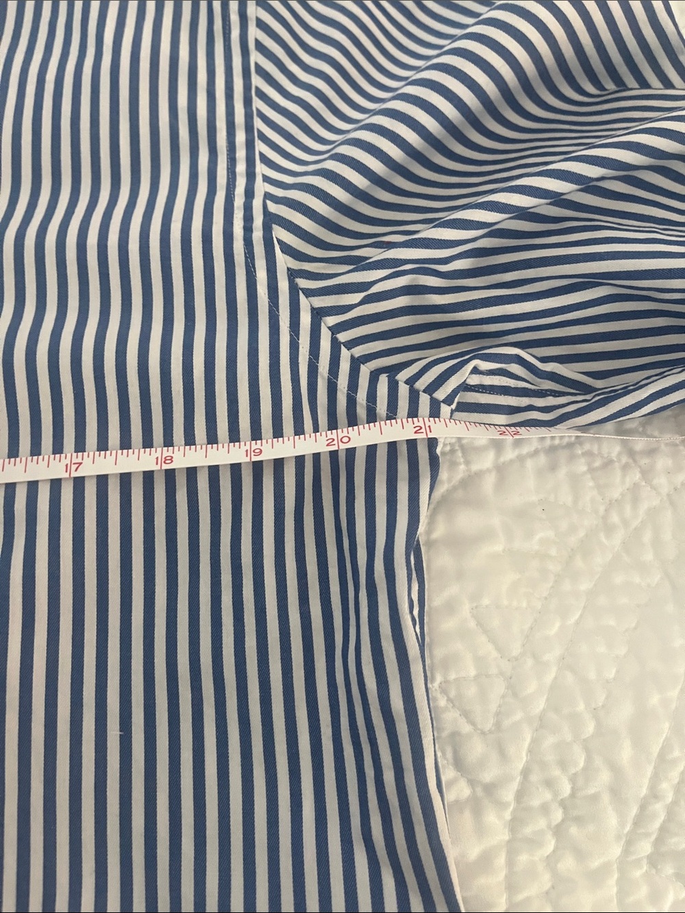 Tommy Hilfiger Navy and White Striped Shirt with Red Ruffle and flag embroidery - Picture 8 of 10